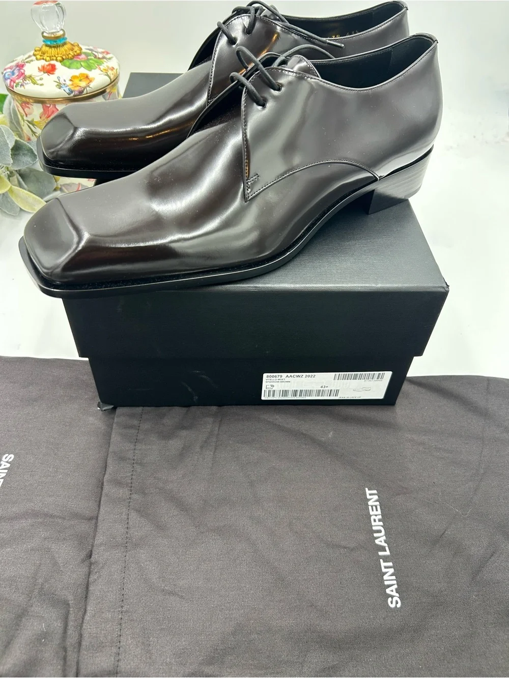 Men's Saint Laurent JEAN Leather, Derby shoes size 43.5/10.5 US  made in Italy